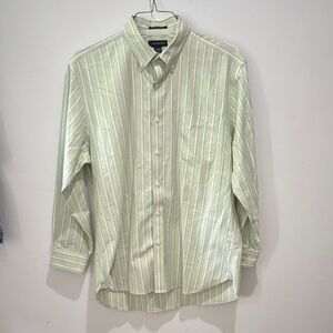 Lands' End Men's Light Green Striped Shirt